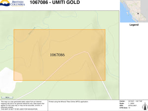 Umiti Creek BC Gold Claim Map
